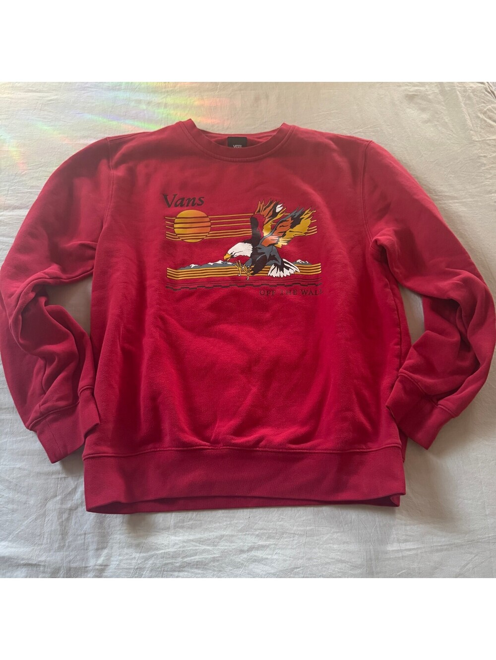Vans Medium Red Eagle Graphic Sweatshirt Cotton Polyester Blend